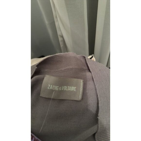 Zadig & Voltaire Happy Army Studded Elbow V Neck Sweater - Picture 4 of 11